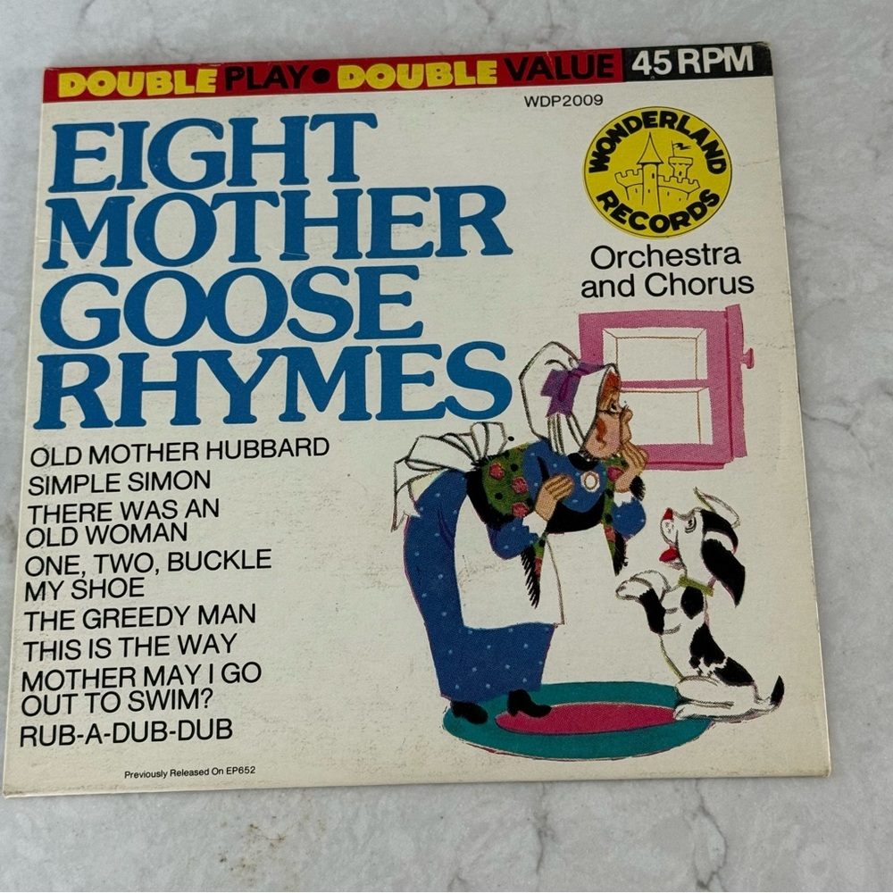 Wonderland Records Eight Mother Goose Rhymes 45 Vinyl 1966